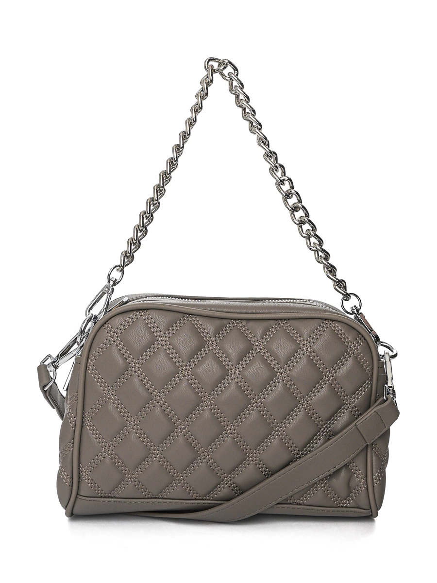 Сумка кроссбоди-мини серого цвета с декоративной строчкой